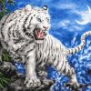 Figuredart Broderie Diamant - Tigre Blanc Menaant | Broderie Diamant Animaux