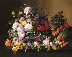 Figuredart Broderie Diamant - Fleurs Et Fruits - Severin Roesen 40X50Cm Toile Tendue Sur Ch00E2Ssis | Broderie Diamant Fleurs