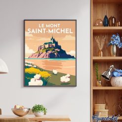 Figuredart Affiche Vintage Mont Saint-Michel | Affiche Vintage