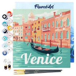 Figuredart Mini Peinture Par Numros 20X20Cm Avec Cadre Gondoles Venise | Paysages