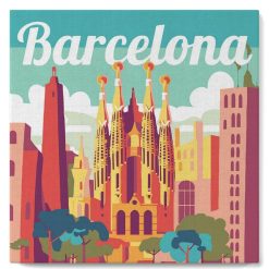 Figuredart Mini Peinture Par Numros 20X20Cm Avec Cadre Sagrada Barcelone | Affiche Vintage