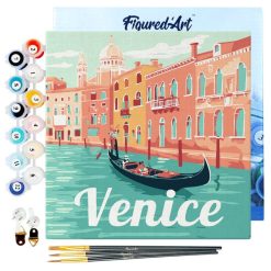 Figuredart Mini Peinture Par Numros 20X20Cm Avec Cadre Gondoles Venise | Ville