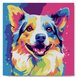 Figuredart Mini Peinture Par Numros 20X20Cm Avec Cadre Chien Abstrait Pop Art | Pop Art