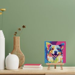 Figuredart Mini Peinture Par Numros 20X20Cm Avec Cadre Chien Abstrait Pop Art | Pop Art