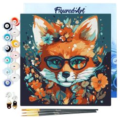 Figuredart Mini Peinture Par Numros 20X20Cm Avec Cadre Renard Fantaisie Et Fleurs | Fleurs