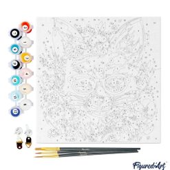 Figuredart Mini Peinture Par Numros 20X20Cm Avec Cadre Renard Fantaisie Et Fleurs | Fleurs