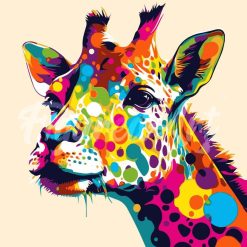 Figuredart Mini Diamond Painting 25X25Cm - Girafe Abstraite Pop Art | Broderie Diamant Animaux