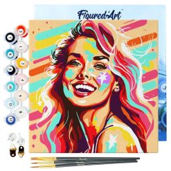 Figuredart Mini Peinture Par Numros 20X20Cm Avec Cadre Blonde Pop Art | Femmes