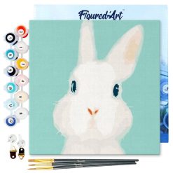 Figuredart Mini Peinture Par Numros 20X20Cm Avec Cadre Lapin Blanc | Animaux