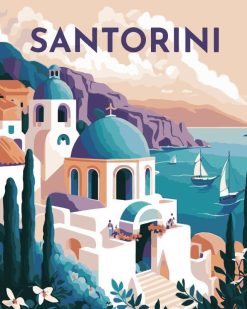 Figuredart Affiche Vintage Santorin | Paysages