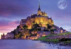 Figuredart Broderie Diamant - Le Mont Saint Michel 40X50Cm Toile Tendue Sur Ch00E2Ssis | Broderie Diamant Ville