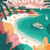 Figuredart Affiche Vintage Maldives | Affiche Vintage