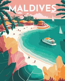 Figuredart Affiche Vintage Maldives | Affiche Vintage