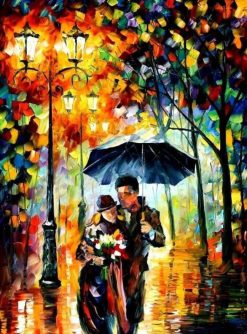 Figuredart Couple Romantique Sous La Pluie | Paysages